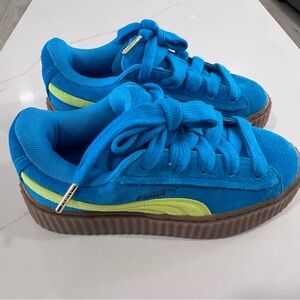 PUMA  Fenty Shoes Womens 5.5 Blue Suede Rihanna Creeper Phatty Speed Sneakers
